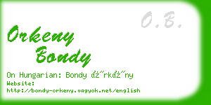 orkeny bondy business card